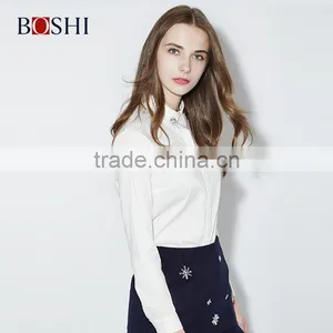 Factory Price For Embroidered Flower Of Ladies Casual Double Breasted Shirt thumbnail-2