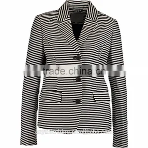 2017 Lady Plain Style Monochrome Striped Woven Blazer Manufacturer thumbnail-1