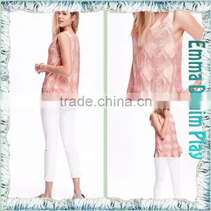 2016 New Model Special Knit Design Womens Plaid Sleeveless Tank T-Shirts thumbnail-5