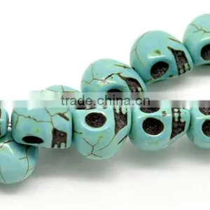 (Grade B) Synthetic Halloween Skull Turquoise Loose Beads 12x10mm thumbnail-1