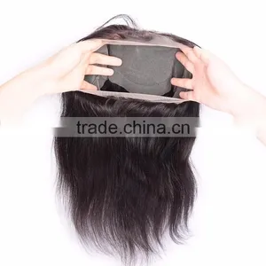 Top Good Quality Brazilian Hair 360 Lace Frontal Straight With Baby Hair Pieces For Black Women Customized Lace Frontal Band thumbnail-3