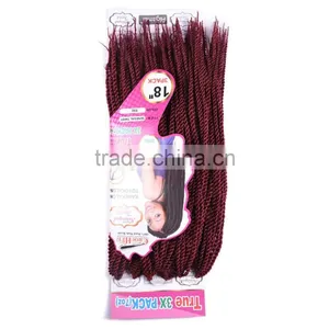 2016 Best Selling no Tangle Top Quality Three Strand Senegal Twist Braids Extension Crochet Braids Synthetic Braiding Hair 201g thumbnail-1