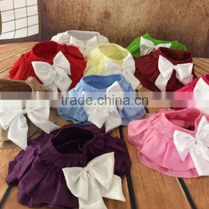 The Newest Design for Baby Girl Ruffle Raglan Blue Color Elastic Tutu Divided Skirt With Big Bowknot Plain Color Adorable Pants thumbnail-6
