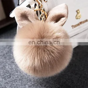 Cute Rabbit Ear Hair Ball Ornaments Fashion Fur Bag Pendant Plush Keychain thumbnail-4