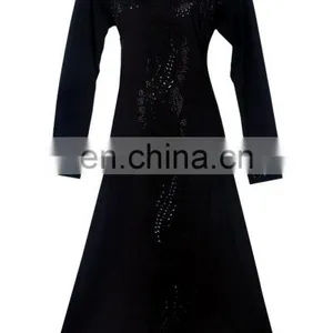 Womens's Black Colour Lycra(Stretchable) Black Stone Embroidery Work Beautiful Rick Looking Burkha thumbnail-2