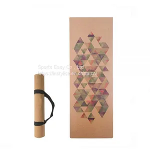 Non-slip Natural Cork Yoga Mat With Custom Printed Design thumbnail-1