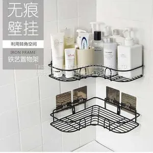 Wall Mount Shower Caddy Stainless Steel Kitchen Storage Set Triangle Bathroom Corner Shower Shelf thumbnail-2