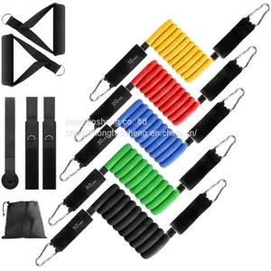 Wholesale Custom Exercise Sports 11 PCS Tube Resistance Bands Set thumbnail-1