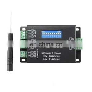 DC12V 24V 3Channels Decoder Driver RGB Amplifier DMX 512 PX24506 Led Strip Light Controller thumbnail-3