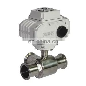 COVNA DN40 1.5 Inch 3 Way L Port 220V AC Tri Clamp Food Grade 316 Stainless Steel Motor Operated Sanitary Ball Valve thumbnail-3
