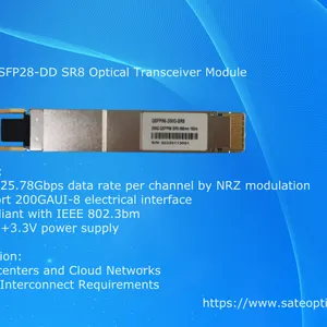 200G QSFP28-DD SR8 HW&Cisco&Juniper Compatible 200GBASE-SR8 QSFP-DD 850nm VCSEL 100m DOM MPO-16 MMF Optical Transceiver Module. thumbnail-1