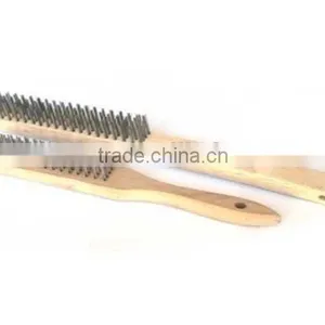 4 by 16 Rows of Strong Steel Bristles Wire Brush Wood Handle thumbnail-1