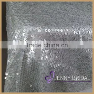 SQN#57 Factory Outlet Wholesale Cyber Silver Sequin Tablecloth Wedding thumbnail-3