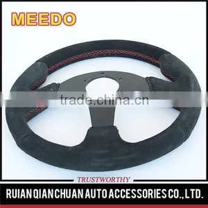 350mm Suede Alloy Steering Wheel Racing Sport Style 350mm Black thumbnail-2