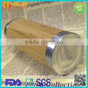 Food Grade Material Envirmental Design 350ml Double Wall Steal Inner Bamboo Cap thumbnail-5