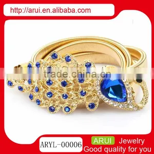 China Blue Sapphire Feather Peacock Charm Waist Chain Gold Jewelry Online thumbnail-1