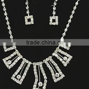 2016 Luxury Wholese Silver Chain Designs Crystal Necklace Earring Set For Ladies thumbnail-3