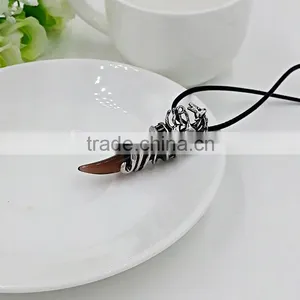 Stainless Steel Mens Wolf Tooth Tribal 5 Colors Pendant Necklace thumbnail-6