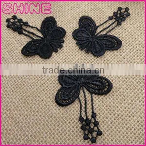 Black Cheap 5.5*4.3cm Nylon Water Soluble Embroidery Colorful Butterfly Patch for DIY Clothes Decoration thumbnail-1