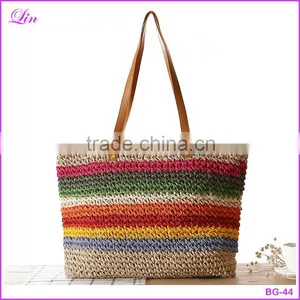Colorful Stripe Straw Bag thumbnail-1