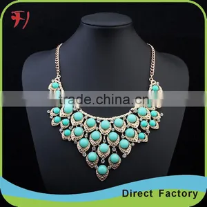 Hot Sales Blue Turquoise Flower Shaped Necklace Jewelry for Women thumbnail-1