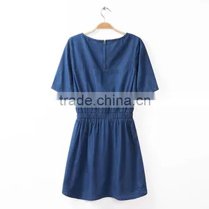 2015 New Arrival Elegant Woman Dress Cheap Wholesale Denim Dress Fashion Slim Jean Dresses thumbnail-4