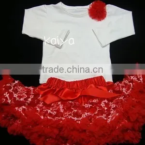 Girl's Long Sleeves T-shirt With Lace Skirt as Set Girl's Outfit thumbnail-1