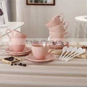 Bone Porcelain Glaze Ceramic Coffee Cups And Saucers Ceramic Tableware LS-2 thumbnail-2