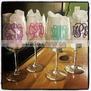 Wine Glass Monogram Sticker Decal thumbnail-1