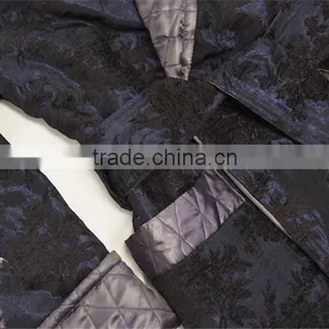 Wholesale Warm Winter Men's Floral Navy Silk Bathrobe With Quilted Gray Shawl Collar thumbnail-2