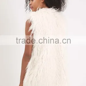 LFFV0010 Classic Faux White Mink Fur Short Ladies Vest thumbnail-3