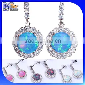 Opal Jewelry Factory Custom Wholesale 925 Sterling Silver Synethic Opal Earrings,Earrings With Opal Stone thumbnail-3