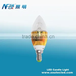 Golden Color Aluminum 3w Quality Warm White E14 Led Candle Light for Home Hotel Restaurant thumbnail-3
