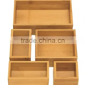 2015 Newest Bamboo Drawer Organizer Storage Kitchenware Stationery Boxes thumbnail-1