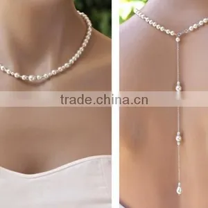 Wedding Jewellery Single Backdrop Choker Necklace Made With Pearls thumbnail-3