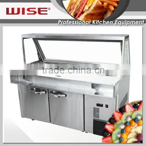 WISE Kitchen Solid Blue Ray 2 Door Sandwich Prep Table For Commercial Use thumbnail-2