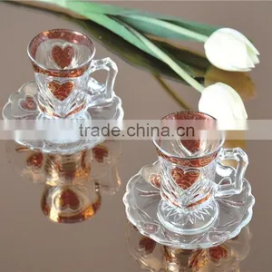 Printed Decal Tea Coffee Small Glass Cup and Saucer thumbnail-1