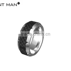 Fashion 8mm Titanium Rings Bands for Men High Polish Wedding Band Carbon Fiber Titanium Ring Band thumbnail-6