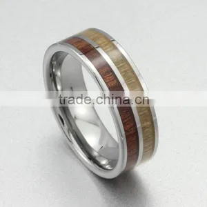 High Quality Sapele-Wood Titanium Ring,Titanium Ring For Men,Wood Inlay Ring thumbnail-3