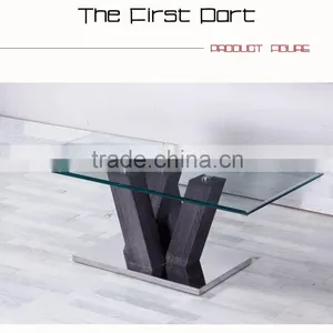 Rectangle Glass Top Wood Frame Centre Table thumbnail-5