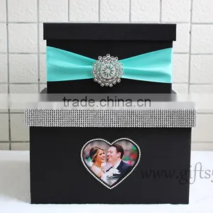 Elegant Handmade Black Wedding Cardbox With Photo Frame thumbnail-1