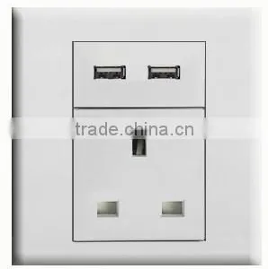 2.1A 2 USB Wall Socket Power Adapter PC Outlet Panel Plug Switch UK Socket thumbnail-1