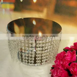 Round Silver Metal Acrylic Strand Mirror Wedding Cake Stand Centerpiece Decor thumbnail-2