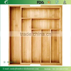 BH003 Bamboo Expandable Cutlery Drawer Organizer for Kitchen thumbnail-1