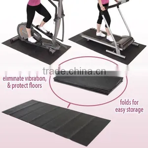 Folding Black Treadmill Floor Mat With Shockproof , Treadmill Shock Absorber Mat thumbnail-1