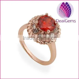 Fashion Women's Zircon Copper Red Color Crystal Rings thumbnail-1