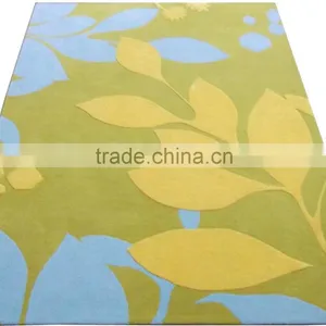 Flower Design Hand Tufted Cut Pile Wool Carpet, Latex Backed With Cloth thumbnail-1