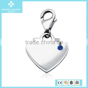 Sapphire Birthstone Heart Charm in Sterling Silver (September) thumbnail-1