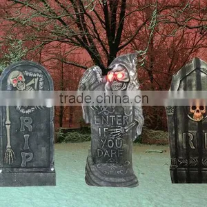 Halloween "Be Very Afraid" Lighted Tombstone Display - Lights/Sound thumbnail-1