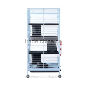 Pawhut 37" 4 Level White Indoor Metal Small Animal Cage Hutch thumbnail-4